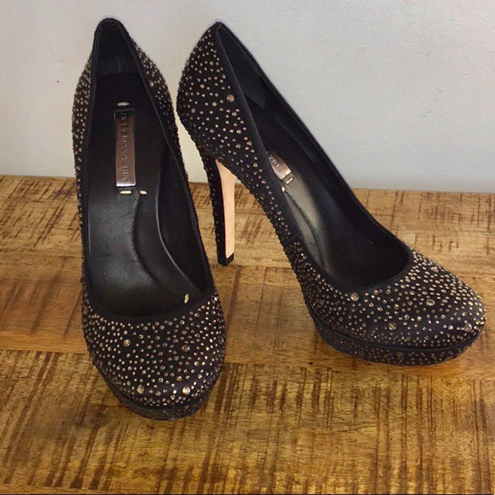 New BCBG Max Azria Rhinestone & Satin Pumps 9